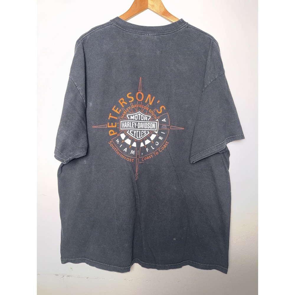 Vintage Y2K Harley Davidson Single Pocket Tee Shirt Mens 2XL Miami Florida Vtg